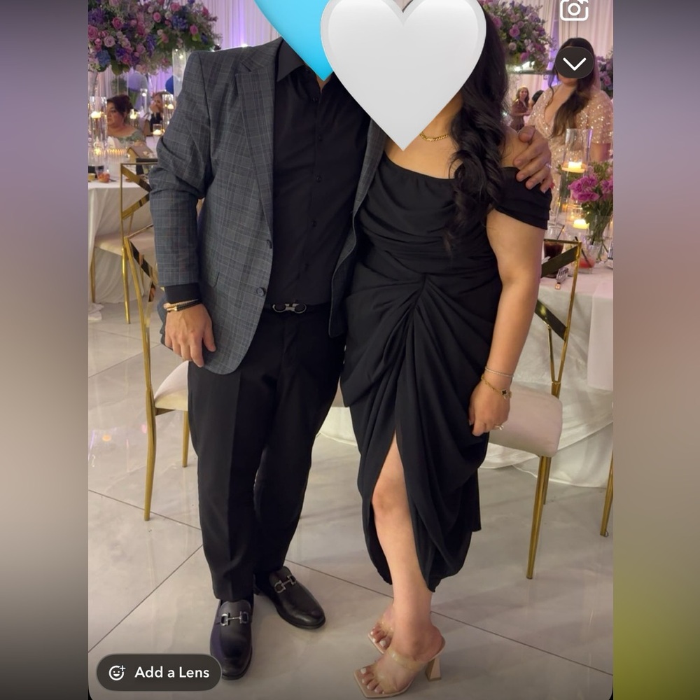 Elegant Black Draped Women's Dress